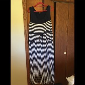 Torrid Navy and white striped full length sundress